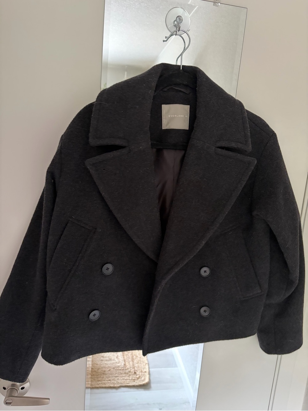 Everlane Black Double-Breasted Wool Peacoat